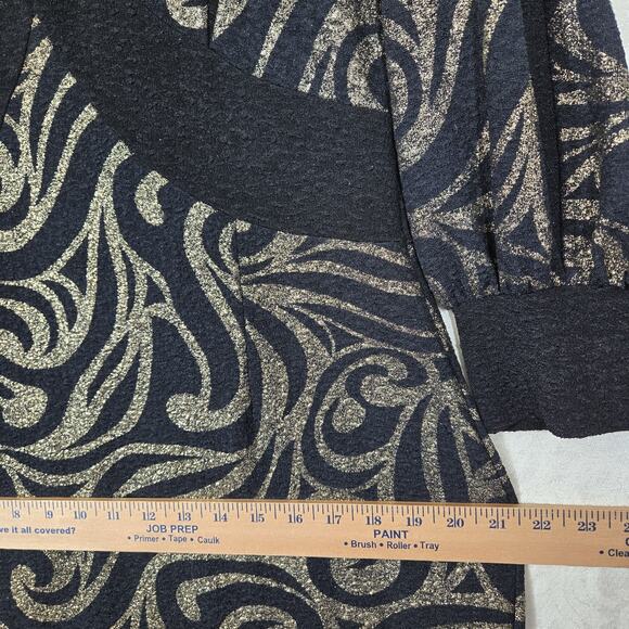 Kayla by Tally Taylor Sheath Midi Dress sz 14 Black Metallic Gold Stretch Fitted - Picture 14 of 16